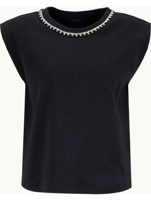 Fabrika Bisiklet Yaka Düz Siyah Kadın T-Shirt F6SL-TST0171