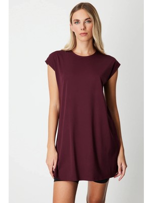 ON Kadın Sıfır Yaka Basic Tunik 61419 Bordo