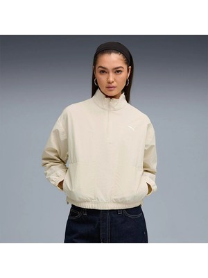 Puma Woven Half Zip Crew Kadın Ekru Klasik Yaka Sweatshirt