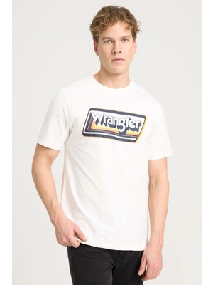 Wrangler Bisiklet Yaka T-Shirt Beyaz Erkek Kısa Kol T-Shirt