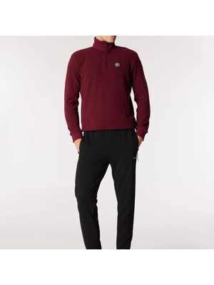 Discovery Expedition Mürdüm Erkek Fermuarlı Yaka Relaxed Sweatshirt D4WM-SWT3930