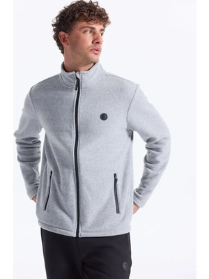Discovery Expedition D5WM-SWT3301 Gri Melanj Dik Yaka Basic Düz Erkek Polar Sweatshırt