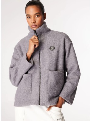 Discovery Expedition Füme Kadın Fermuarlı Yaka Loose Fit Sweatmont D4WL-SWT3097
