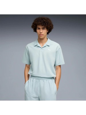 Puma Essential Elevated Material Erkek Mavi Polo Yaka Tişört