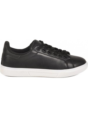 Ayakmod Siyah Beyaz Bağcıklı Hafif Cilt Erkek Sneaker Mota 600 M