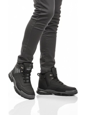 Ayakmod Siyah Gri Kaymaz Taban Fermuarlı Unisex Outdoor Bot 444 G