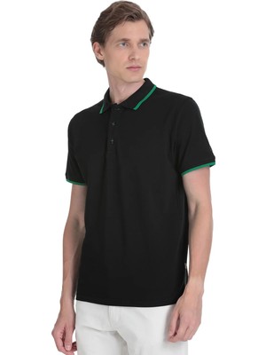 Hatemoğlu Siyah Regular Fit 100% Pamuk Polo Yaka Rayon Tişört