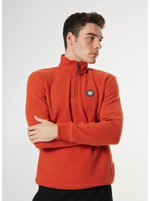 Discovery Expedition Koyu Turuncu Erkek Fermuarlı Yaka Relaxed Sweatshirt D4WM-SWT3930