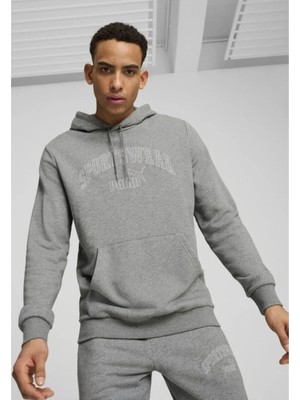 Puma Ess Logo Lab Erkek Gri Kapüşonlu Sweatshirt