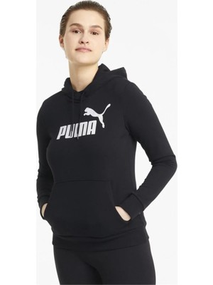 Puma Essentials Logo Kadın Siyah Kapüşonlu Sweatshirt