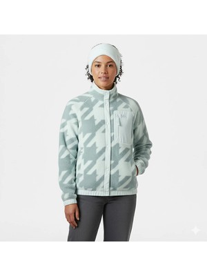 Helly Hansen Polar Imperial Printed Pile Snap Kadın Turkuaz Dik Yaka Ceket