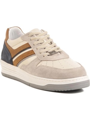 Walkway 4Y1987 Bej Hakiki Deri Erkek Sneaker