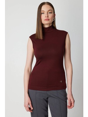 ON Kadın Dik Yaka Kolsuz Basic Bluz 61432 Bordo