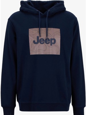 Jeep Kapüşon Yaka Baskılı Lacivert Erkek Sweatshırt J5WM-SWT7316