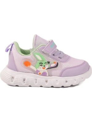 Walkway Ruffon 1015 B Lila Işıklı Cırtlı Kız Bebek Spor Ayakkabı
