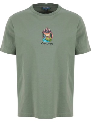 Discovery Expedition D6SM-TST3686 Nil Yeşili Bisiklet Relaxed Düz Erkek T-Shirt