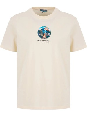 Discovery Expedition D6SM-TST3688 Krem Bisiklet Relaxed Düz Erkek T-Shirt