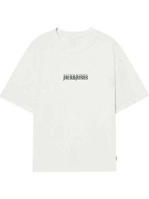 Jack & Jones Jack Jones Jorlafayette Emb Tee Ss Crew Neck Erkek Beyaz Tshirt 12251768-01