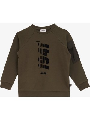 Jeep Baskılı Erkek Çocuk Haki Sweatshırt J4WB-SWT7758