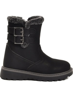 Cool Siyah Içi Polarlı Kaymaz Kız Çocuk Bot Buckle F