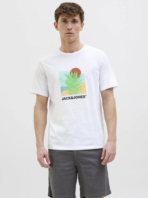 Jack & Jones Jack Jones Jjbarbados Tee Ss Crew Neck Erkek Beyaz Tshirt 12269416-01