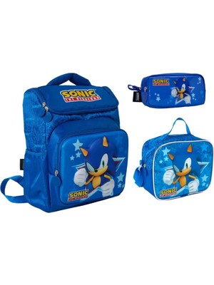 Sonic Okul Çantası-Beslenme ve Kalem Çantası Seti