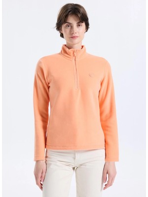 Discovery Expedition D5WL-SWT3302 Somon Fermuarlı Yaka Basic Düz Kadın Polar Sweatshırt