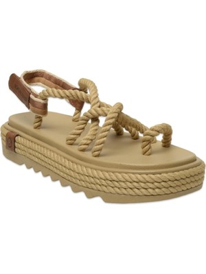 Bohonomad Ibiza Mid Platform Halat Bej Kadın Sandalet