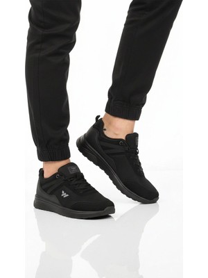 Walkway Siyah Fileli Hafif Esnek Bağcıklı Erkek Spor Ayakkabı Omina M