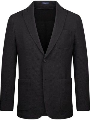 Hatemoğlu Siyah Slim Fit Mono Yaka Klasik Ceket