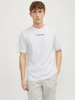 Jack & Jones Jack Jones Jcostagger Tee Ss Crew Neck Ln Erkek Beyaz Tshirt 12253378-01