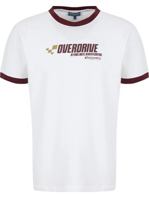 Discovery Expedition D6SM-TST3709 Kırık Beyaz Bisiklet Yaka Relaxed Baskılı Erkek T-Shirt