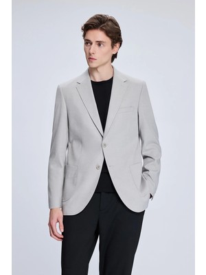 Hatemoğlu Gri Slim Fit Mono Yaka Casual Ceket