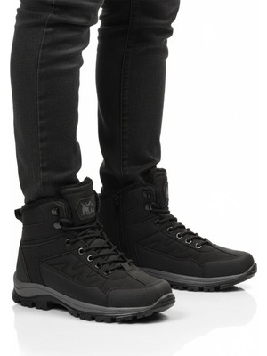 Ayakmod Siyah Kırışık Içi Kürklü Soğuğa Dirençli Kaymaz Taban Unisex Outdoor Bot 980 G