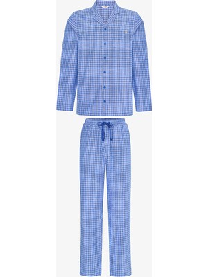 Penti Erkek Blue Cabin Kareli Uzun Kollu Pijama Takımı