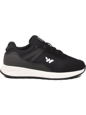 Walkway Siyah Beyaz Fileli Hafif Bağcıklı Unisex Spor Ayakkabı 7001 Omina G