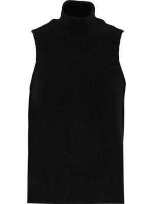 Fabrika Siyah Kadın Balıkçı Yaka Basic Kazak F4WL-KZK0217