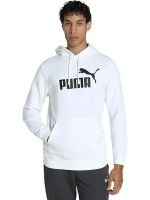 Puma Essentials No 1 Logo Erkek Beyaz Kapüşonlu Sweatshirt