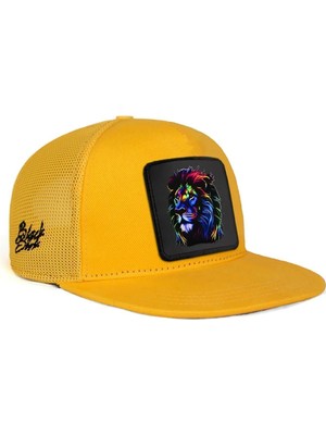 BlackBörk Hip Hop Kids Aslan Logolu Sarı Çocuk Trucker Şapka