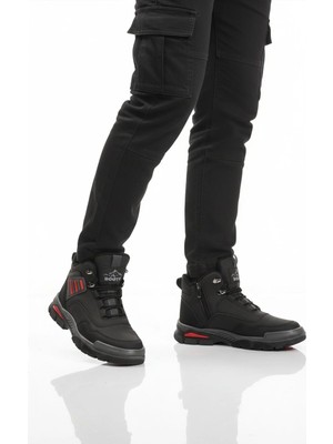 Ayakmod Siyah Kırmızı Kaymaz Taban Fermuarlı Unisex Outdoor Bot 444 G