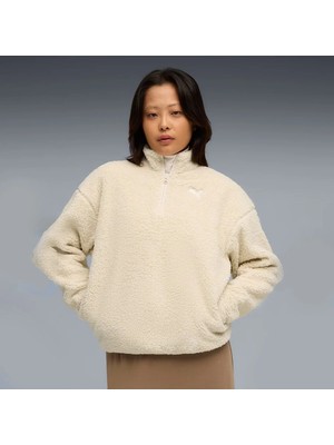 Puma Essentials Elevated Sherpa Cr Kadın Bej Dik Yaka Sweatshirt
