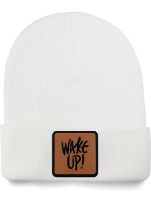 BlackBörk Wake Up Logolu Beyaz Bere