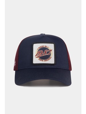BlackBörk Made In 1987 Logolu Lacivert-Bordo Trucker Şapka