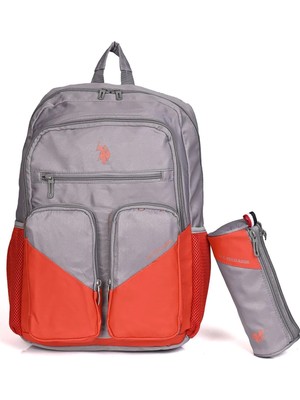 U.S. Polo Assn. 2'li Okul Çantası Seti – Kalemlikli, Çok Gözlü, Ergonomik Sırt Çantası Turuncu