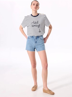 Fabrika Normal Bel Basic Açık Indigo Kadın Denim Şort F5SL-SHT0338