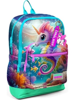 Coral High Büyük Boy Okul Sırt Çantası Denizatı Desenli 23772