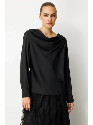 Ekol Degaje Yaka Saten Kadın Bluz 26K.EKL.BLZ.03019.1
