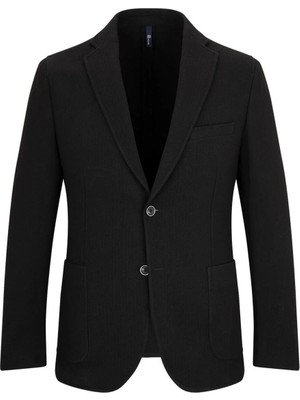 Hatemoğlu Siyah Slim Fit Mono Yaka Klasik Ceket