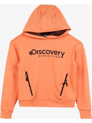 Discovery Expedition Somon Kız Çocuk Kapüşon Yaka Relaxed Fit Baskılı Sweatshirt D3WG-SWT15