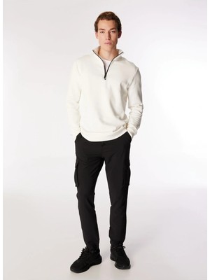 Jeep Ekru Erkek Dik Yaka Relaxed Sweatshirt C4WM-SWT4256